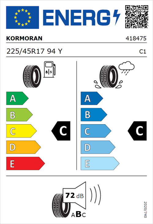 Tyre Label for Kormoran Ultra High Performance 225/45R17 94Y